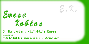 emese koblos business card